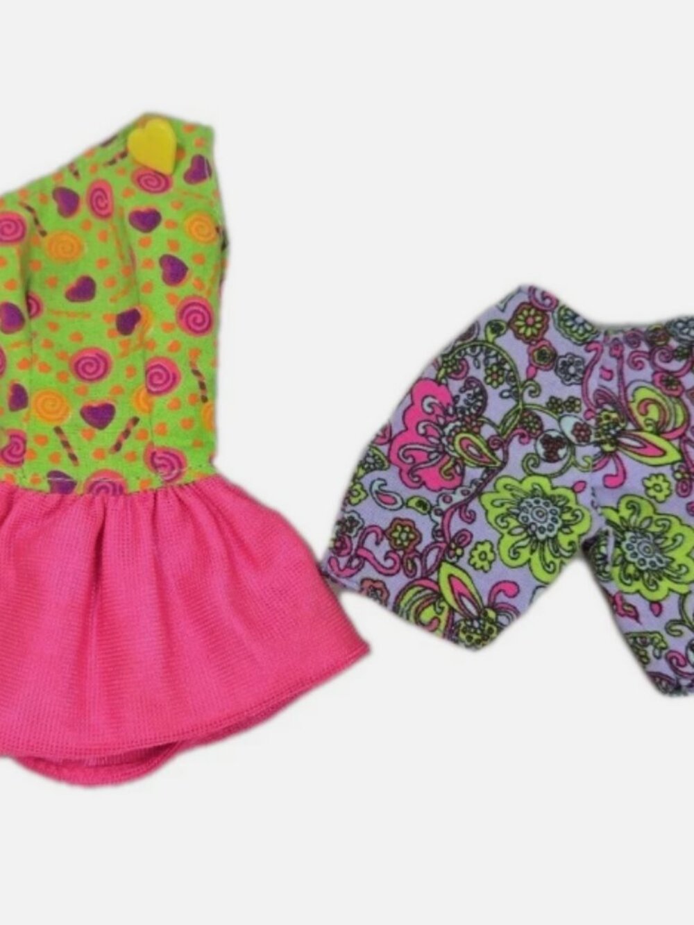 LOT VTG Barbie Genuine Doll Clothes Pants Purple Floral Shorts Pink Candy Dress